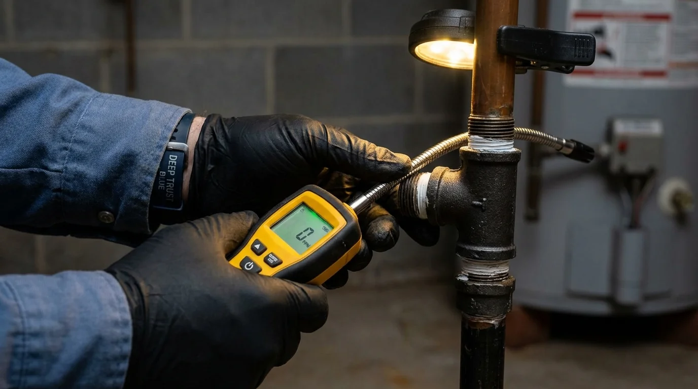 Gas leak detection with electronic sniffer by Johns Plumbing LLC in Kure Beach