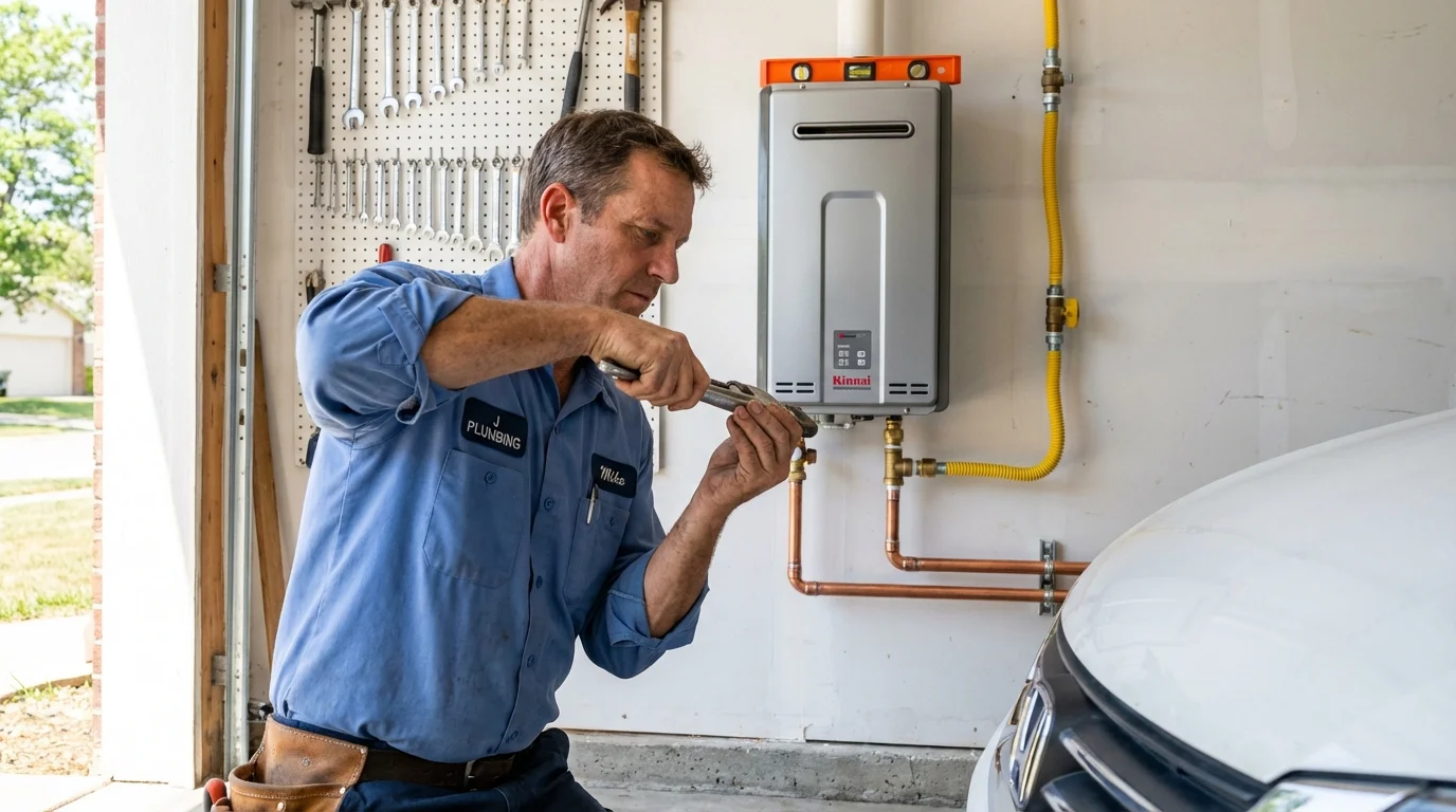 Tankless water heater installation by a Johns Plumbing LLC plumber in Kure Beach